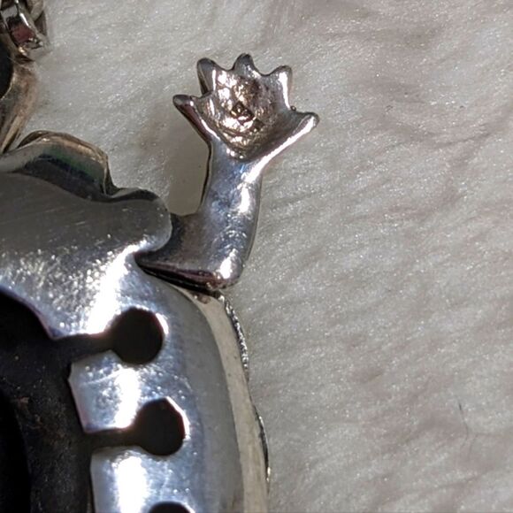 Vintage Sterling Silver, Onyx and Marcasite Turtle Pendant/Necklace - Picture 11 of 16